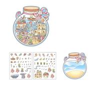 Reusably Piling Sticker for Children Interactively Family Craft Set with 4 Theme Designs and Grip Tweezers Educational Piling Sticker