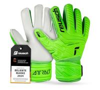Reusch Attrakt Grip Finger Support Junior Flexible Goalkeeper Gloves Kids Teenagers Football Gloves with Finger Protection for All Pitch Surfaces and All Weather, Green, 7.5