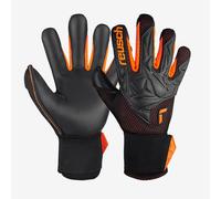 Reusch Attrakt Infinity Airvent Goalkeeper Gloves for Adults, Ideal for Artificial Grass, Black/Orange, 8