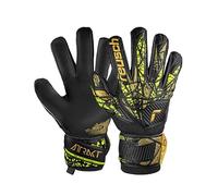 Reusch Attrakt Infinity Finger Support Goalkeeper Gloves for Adults Ideal for Artificial Grass, 10, Black/Gold/Yellow