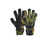 Reusch Attrakt Infinity Finger Support Goalkeeper Gloves for Adults Ideal for Artificial Grass, 11, Black/Gold/Yellow