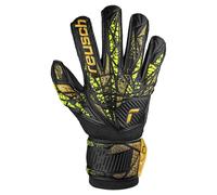 Reusch Attrakt Infinity Finger Support Goalkeeper Gloves for Adults Ideal for Artificial Grass, 11, Black/Gold/Yellow