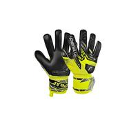 Reusch Attrakt Silver Junior Goalkeeper Gloves Children Teenagers Football Gloves for Boys and Girls Suitable for All Weather Conditions and Pitch Surfaces, Yellow-Silver/Black, 4