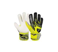 Reusch Attrakt Solid Junior Grippy Goalkeeper Gloves Kids Teenagers Football Gloves for Boys and Girls Suitable for All Weather Conditions and Pitch Surfaces, Yellow-Silver, 5