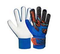 Reusch Attrakt Starter Junior Goalkeeper Gloves Strong Breathable Durable for Artificial Grass and Hard Surfaces for Kids, Youth, Size 4, Blue and Orange