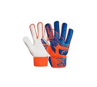 Reusch Attrakt Starter Solid Finger Support Junior Goalkeeper Gloves for Kids, Teens, Finger Protection for All Weather and Play Surfaces, Blue/Orange, 6