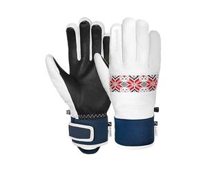 Reusch Charlize Women's Winter Gloves with R-TEX XT & Primaloft Gold - Full Leather Finger Gloves, Re:Knit Backhand, SoftPlush Lining, Waterproof, Windproof & Breathable