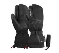 Reusch Down Spirit GTX Lobster Extra Warm, Waterproof, Windproof and Breathable Unisex 3-Finger Ski Gloves, Black/Silver, Adult Men's Winter Ski Gloves