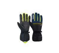 Reusch Men's Snow King Windproof and Extra Breathable Ski Gloves Softshell Gloves Snow Gloves Winter Gloves, Black / Blue / Yellow, 10 (6201198)