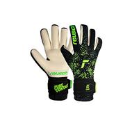 Reusch Pure Contact Gold Non-Slip Goalkeeper Gloves Men and Women Football Gloves for Adults Suitable for All Weather Conditions and Pitch Surfaces, Black/Green, 7.5