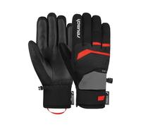 Reusch Venom R-TEX XT Extra Warm, Waterproof, Windproof and Breathable Unisex Winter Gloves, Finger Gloves, Snow Gloves, Ski Gloves, Men Women, Grey/Red, 7.5
