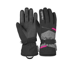 Reusch Women's Extra Warm, Waterproof and Breathable Ski Glove, Blck Melang/Pink Glo, 7