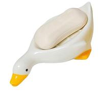 Reuvv Duck Shape Soap Dish Soap Box Drain Rack Soap Savers Tray with Self Draining Cute Duck Shape Soap Rack for Home Flat Dormitory Hotel