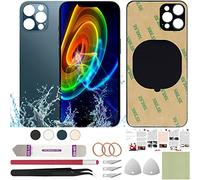 ReuWeu Rear Back Glass Cover Replacement Compatible with iPhone 12 Pro Max 6.7" + Professional Tools (Pacific Blue)