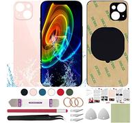 ReuWeu Rear Back Glass Cover Replacement Compatible with iPhone 13 6.1" + Professional Tools (Pink)