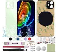 ReuWeu Replacement Glass Back Case Compatible with iPhone 12 6.1 inch + Professional Tools (Green)