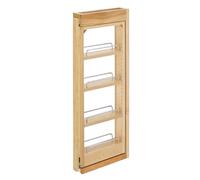 Rev-A-Shelf 3"W x 30"H Pullout Shelf Organizer for Between Wall Kitchen Cabinets, Filler Spice Rack & Seasoning Storage Holder, Maple Wood, 432-WF-3C