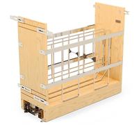 Rev-A-Shelf 8" Wooden Pullout Shelf Bakeware Organizer for Base Kitchen Cabinets with Soft Close and 100 Pound Ball-Bearings, 447-BCBBSC-8C