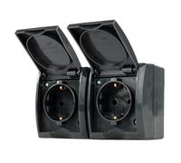 REV AquaForm Double Socket Wet Room Socket IP44 Surface-Mounted Anthracite