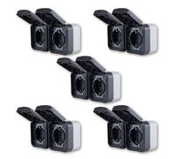 REV AquaStorm Economy Set - 5x Double Socket - Wet Room IP55, Double Pole, Surface-Mounted, Horizontal, 230 V, 16 A, Anthracite