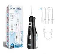 Reva Cordless Oral Irrigator - 4 Modes Water Flosser for Teeth Cleaning, 300ml Reservoir, 360° Nozzle, IPX7 Waterproof, 2000mAh Rechargeable Battery, 4 Jet Tips, Smart Memory Function (Black)