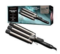 REVAMP Deep Beach Waver - Triple Barrel Hair Waver, Professional Ceramic Barrel Infused with Progloss Enhanced Shine Oils, Fast Heat Mermaid Beach Waves Hair Curler for Short, Medium, Long Hair Types