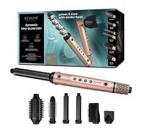 REVAMP Dynamic Radiance Pro Blow Dry Ionic Hot Air Styler - 7 in 1 | Brushless Motor, Quick Drying, Volume, Retractable Bristle Brush, Straighten, Auto Air Curl, 6 Attachments