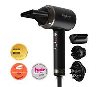 REVAMP Enigma Precision Ionic Hair Dryer, Brushless Motor for Low Noise, Powerful, Quiet Drying - Lightweight Hairdryer, 4 Magnetic Curl Diffuser & Styling Attachments - Salon Professional Blow Dryer