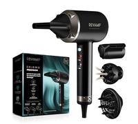 REVAMP Enigma Precision Ionic Hair Dryer, Brushless Motor for Low Noise, Powerful, Quiet Drying - Lightweight Hairdryer, 4 Magnetic Curl Diffuser & Styling Attachments - Salon Professional Blow Dryer