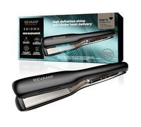 REVAMP Enigma Tri-Care Infrared Ionic Wide Hair Straightener - Extra-Wide Plate Straighteners for Kind, One Stroke Styling, Curved Design for Waves, Curls - Professional Ceramic Hair Straightener