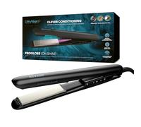 REVAMP Ion Shine Ceramic Hair Straighteners, Infrared and Ionic Technology for Sleek Frizz-Free Results, Infused with Smooth Keratin, Argan and Coconut Oils, Variable Heat, for All Hair Types, Black