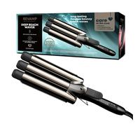 REVAMP Deep Beach Waver - Triple Barrel Hair Waver, Professional Ceramic Barrel Infused with Progloss Enhanced Shine Oils, Fast Heat Mermaid Beach Waves Hair Curler for Short, Medium, Long Hair Types