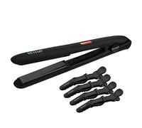 REVAMP Progloss Digital Ceramic Straighteners + Hair Sectioning Clips - Slim, Lightweight,Salon Professional Straightening and Curling Hot Iron Styler for All Hair Type, Adjustable Temperature - Black
