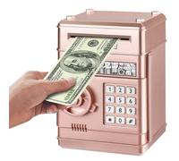 Revanom Electronic Piggy Bank, Mini ATM Password Money Bank Cash Coins Saving Box for Kids, Cartoon Safe Bank Box Perfect Toy Gifts for Boys Girls (Rose Gold)