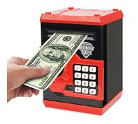 Revanom Electronic Piggy Bank, Mini ATM Password Money Bank Cash Coins Saving Box for Kids, Cartoon Safe Bank Box Perfect Toy Gifts for Boys Girls (Red)