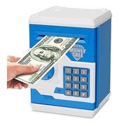 Revanom Electronic Piggy Bank, Mini ATM Password Money Bank Cash Coins Saving Box for Kids, Cartoon Safe Bank Box Perfect Toy Gifts for Boys Girls (Blue)