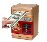 Revanom Electronic Piggy Bank, Mini ATM Password Money Bank Cash Coins Saving Box for Kids, Cartoon Safe Bank Box Perfect Toy Gifts for Boys Girls (Gold)