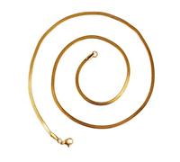 Revanth Export Golden Brass Link Rope Chain Necklace for Women and Men Flat Herringbone Design Chain - 22 Inch