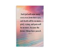 Revelation 21 4 Christian Religious Canvas Wall Art Posters: Aesthetic Prints for Bedroom, Dorm Room Decor 08x12inch(20x30cm)