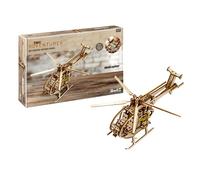 Revell 00611 - Tiny Adventures - Helicopter - 1:30 Scale Wooden Model Kit - with Pull Back & Go Engine - Rotor Width 30cm, Naturual Wood