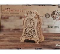 Revell 00616 - Tiny Adventures - Magic Clock - Wooden Model Kit - with Rubber Band Mechanism & Winding Key - Height 21.8cm