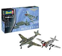 Revell Model Kit Me262 & P-51B 1:72 - Beginner Set, Unpainted with Basic Accessories