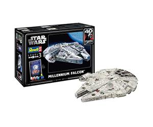 Revell 05659 Star Wars Return Of The Jedi Millennium Falcon Model Gift Set 1:72 Scale Unbuilt Plastic Model Kit with Contacta Professional Glue, Paintbrush, Selected Aqua Color Paints & Movie Poster