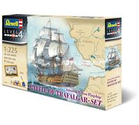 Revell Gift Set 05767 "Battle of Trafalgar" HMS Victory 1:225 Scale Unbuilt Plastic Model Kit with Contacta Professional Glue, Paintbrush, Selected Aqua Color Paints & Poster