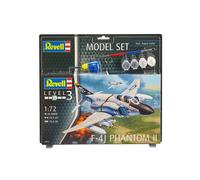 Revell Model Set 63941 F-4J Phantom II 1:72 Scale Unbuilt/Unpainted Plastic Model Kit with Contacta Professional Glue, Paintbrush & Selected Aqua Color Paints