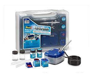Revell 39199 Airbrush Basic Set im praktischen Koffer mit Spritzpistole, Kompressor und weiterem Zubehör Compressor, Multi Colour
