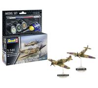 Revell 63771 Model Set Spitfire Mk.Ia & Hurricane Mk.I 1:144 Scale Unbuilt/Unpainted Plastic Model Kit With Accessories