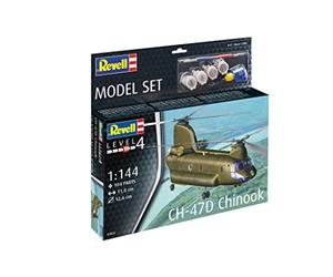 Revell 63825 Model Set CH-47D Chinook 1:144 Scale Unbuilt/Unpainted Plastic Model Kit with Accessories