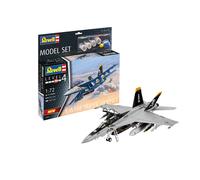 Revell Model Set 63834 F/A-18F Super Hornet 1:72 Scale Unbuilt/Unpainted Plastic Model Kit with Contacta Professional Glue, Paintbrush & Selected Aqua Color Paints