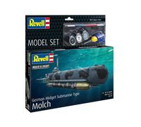 Revell 65187 Model Set German Midget Submarine Type Molch 1:72 Scale Unbuilt/Unpainted Plastic Model Kit with Accessories